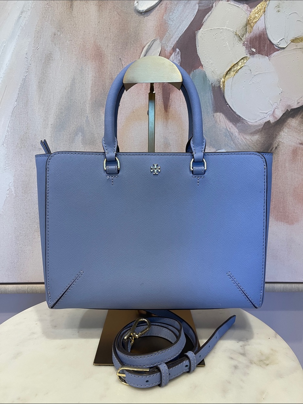 Tory Burch Periwinkle Saffiano Leather Satchel
